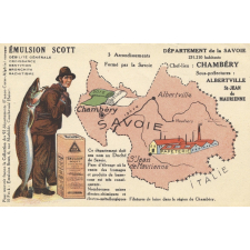 Émulsion Scott - Débilité générale, croissance, dentition, bronchite, rachitisme - Département de la Savoie - 231.210 habitants - Chef-Lieu : Chambéry - Sous-préfectures : Albertville, St-Jean-de-Maurienne.