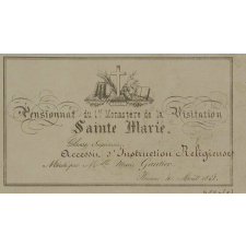 Ex-praemio . Pensionnat du 1er Monastère de la Visitation Sainte-Marie.