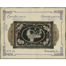 Cochinchine/Dessin de mémoire : un plateau en bois décoré.