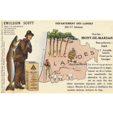 Émulsion Scott - Débilité générale, croissance, dentition, bronchite, rachitisme - Département des Landes - 263.111 habitants - Chef-Lieu : Mont-de-Marsan - Sous-préfecture : Dax.