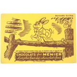 Buvard publicitaire. Le chat, la belette et le petit lapin. Chocolats fins Menier. 