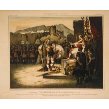 Tableau mural. Enseignement par les yeux. Les Gaulois.- Vercingétorix se livre à Jules César (51 av. J.-C.).
