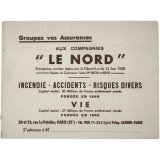 Buvard publicitaire. Groupez vos Assurances aux compagnies Le Nord.