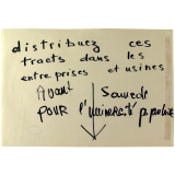 Distribuez ces tracts dans les entreprises et usines.