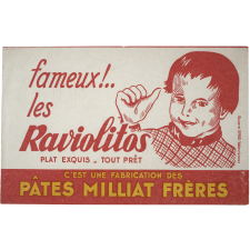 Buvard publicitaire. Pâtes Milliat Frères. Raviolitos.