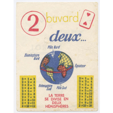 Buvard publicitaire. Sauba. Deux. La Terre se divise en deux hémisphères.