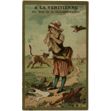Cartes réclame. A La Vénitienne. La Laitière et le Pot au lait.