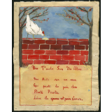 Une Poule sur un mur.