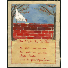 Une Poule sur un mur.