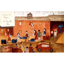 L'Arrivée des réfugiés à Saint Marcellin. Loire.