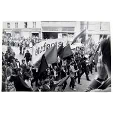 Manifestants, banderoles et drapeaux. 