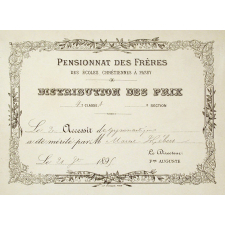 Ex-praemio . Pensionnat des Frères des écoles chrétiennes à Passy.