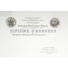 Concours généraux de dessin - Diplôme d'honneur.