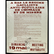 A bas le régime gaulliste anti-populaire de chômage et de misère.