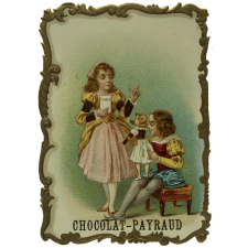 Carte réclame. Chocolat Payraud. Portrait de fillettes. 