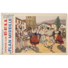 Buvard publicitaire. Chewing Gum Bell et Flan Mireille. Buvard N° 41. Danse basque.