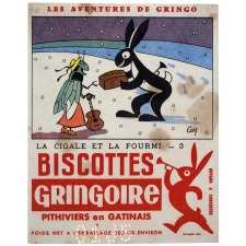 Buvard publicitaire. Biscottes Gringoire. La cigale et la fourmi - n°3. 