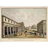 Vue de l'Ecole de Médecine et de la Nouvelle Fontaine. Dans la rue de l'Ecole de Médecine.