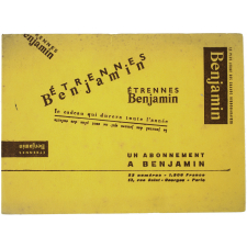 Buvard publicitaire. Benjamin, le plus jeune des grands hebdomadaires.
