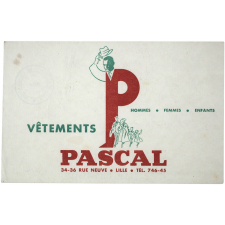 Buvard publicitaire. Vêtements Pascal - Lille.