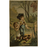 Carte réclame. Chocolat-Louit. 2e. Oui. Il est là !