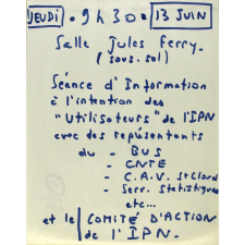 Séance d'Information à l'intention des Utilisateurs de l'IPN.