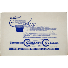 Buvard publicitaire. Courroies Colmant & Cuvelier.