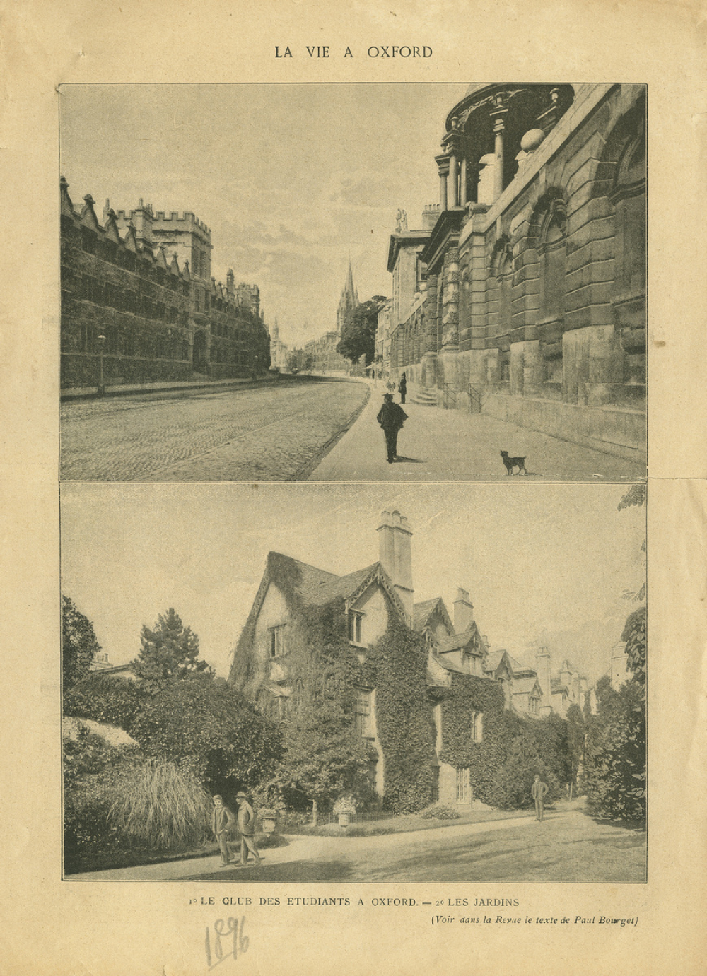 La vie à Oxford. Le club des étudiants à Oxford. Les jardins. La bibliothèque des étudiants. Le réfectoire.