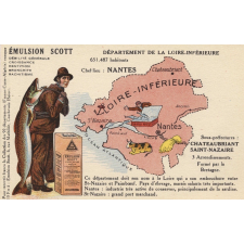 Émulsion Scott - Débilité générale, croissance, dentition, bronchite, rachitisme - Département de la Loire-Inférieure - 651.487 habitants - Chef-Lieu : Nantes - Sous-préfectures : Chateaubriant, St-Nazaire.