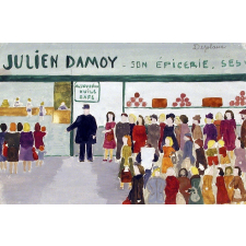 Queue devant l'épicerie Damoy. 