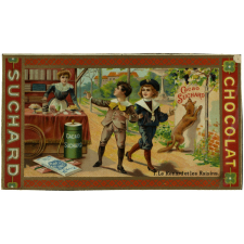 Carte réclame. Chocolat Suchard. 1. Le renard et les raisins.