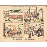 Tableaux muraux. 34 Leçons de Choses en Images sans paroles en tableaux muraux à raconter par les Petits. 11- La musique. 12- L'abattoir. La boucherie.