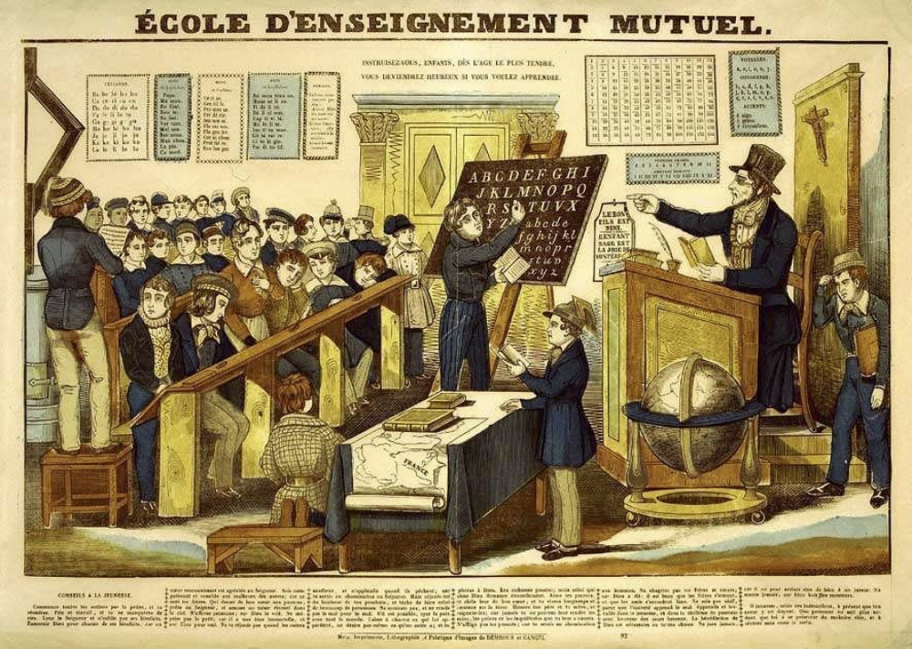 Ecole d'enseignement mutuel. Instruisez-vous, enfants, dès l'âge le plus tendre, vous deviendrez heureux si vous voulez apprendre.