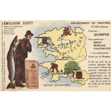 Émulsion Scott - Débilité générale, croissance, dentition, bronchite, rachitisme - Département du Finistère - 773.000 habitants - Chef-lieu : Quimper - Sous-préfectures : Brest, Morlaix, Chateaulin.