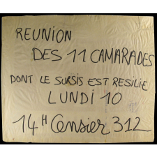 Réunion des 11 camarades dont le sursis est résilié lundi 10 14h Censier.