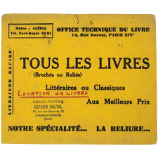 Buvard publicitaire. Office Technique du Livre.