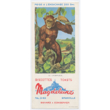 Buvard publicitaire. Biscottes Magdeleine. Le chimpanzé.