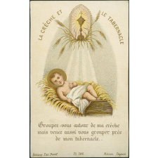 Image religieuse. La crèche et le tabernacle.