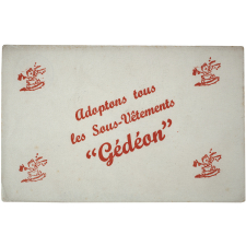 Buvard publicitaire. Sous-vêtements Gédéon.