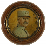 Boîte de boutons de chocolat Menier à l'effigie du général Pétain