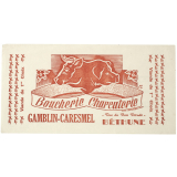 Buvard publicitaire. Boucherie Charcuterie Gamblin-Caresmel (Béthune). 