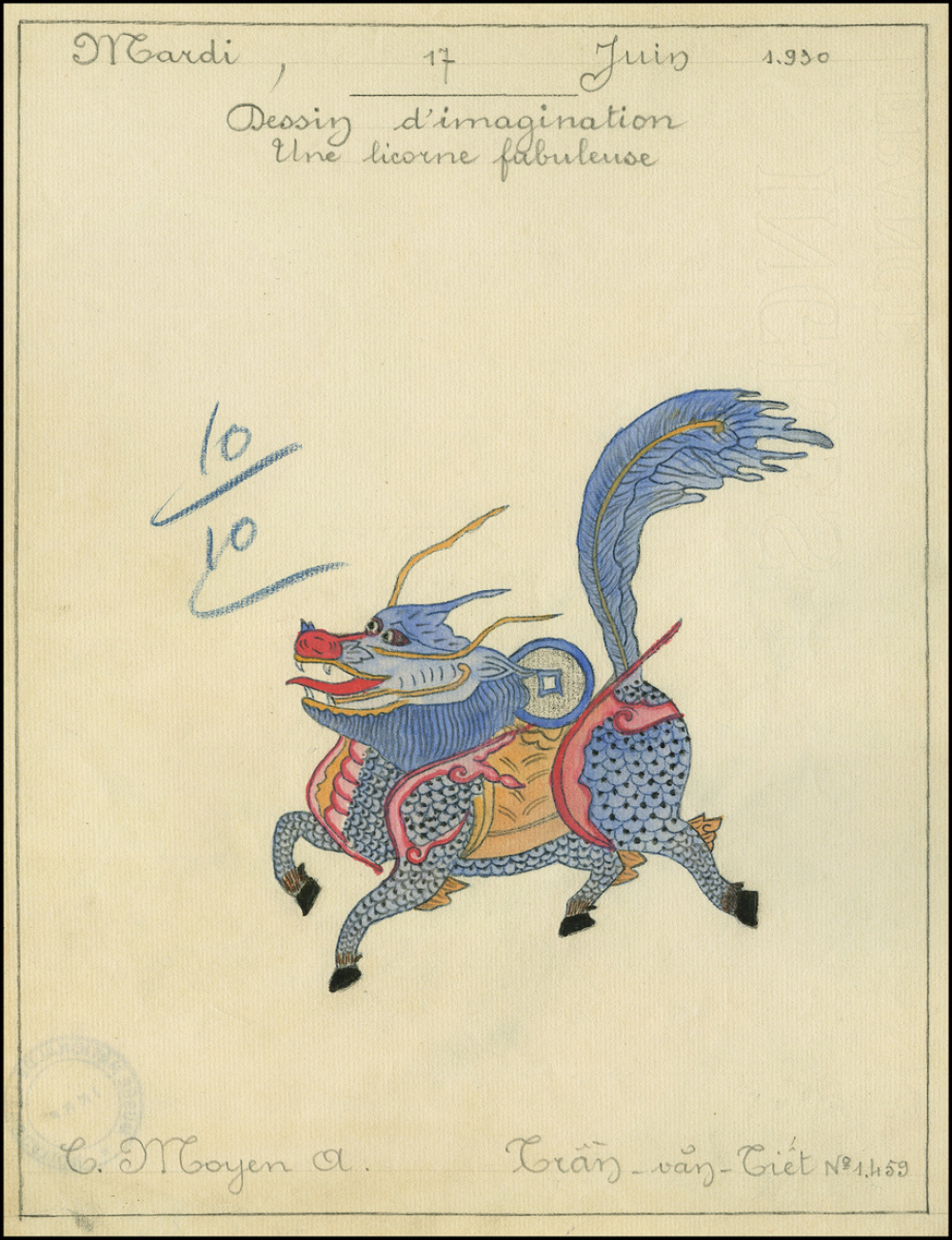 Cochinchine/Dessin d'imagination : une licorne fabuleuse.