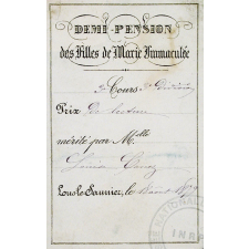 Ex-praemio . Demi-pension des Filles de Marie Immaculée.