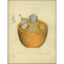 Cochinchine/Dessin de mémoire : un service à bétel Annamite.