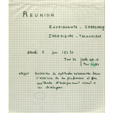 Réunion enseignants - chercheurs - ingénieurs - techniciens.