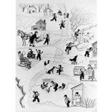 Paysages d'hiver et de neige mettant en scène un jeune garçon.