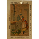 Carte réclame. Chocolat Poulain. Trop dur à cuire.