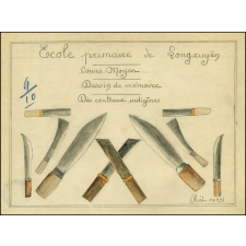 Cochinchine/Dessin de mémoire : des couteaux indigènes.