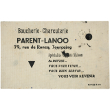 Buvard publicitaire. Boucherie-charcuterie Parent-Lanoo.