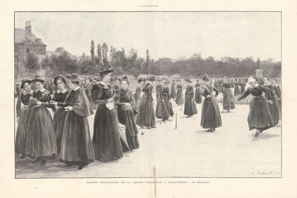 La Récréation. Maison d'Education de la Légion d'Honneur à Saint-Denis.
